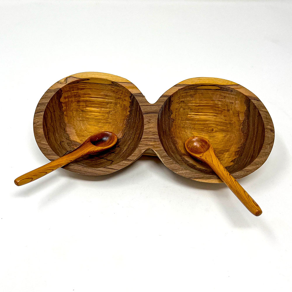 Olive Wood Dual Bowl